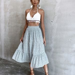 Blue floral maxi skirt